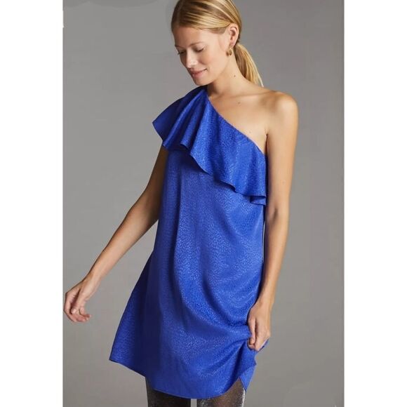 NWT Anthropologie Ruffled One-Shoulder Mini Dress Size 20W - Picture 4 of 12